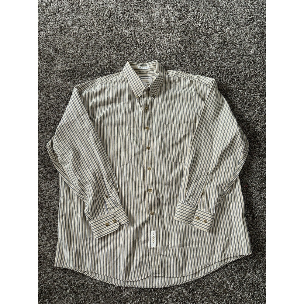Savane Deep Dye Long Sleeve Button‎ Front Shirt Striped Size XL